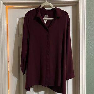 Chico's Deep Burgundy Button Down Shirt